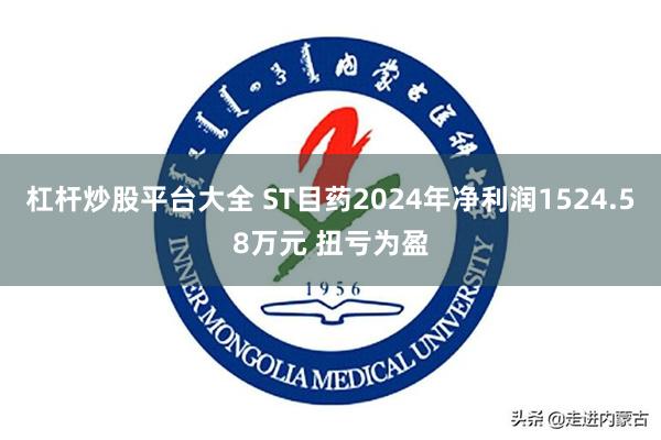 杠杆炒股平台大全 ST目药2024年净利润1524.58万元 扭亏为盈